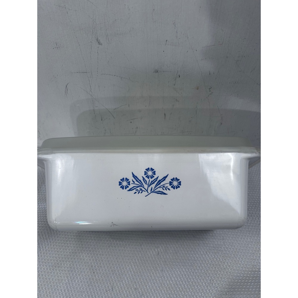 Corning Ware Loaf Pan 2 QT White Blue Cornflower Floral Vintage Bakeware - Picture 3 of 8